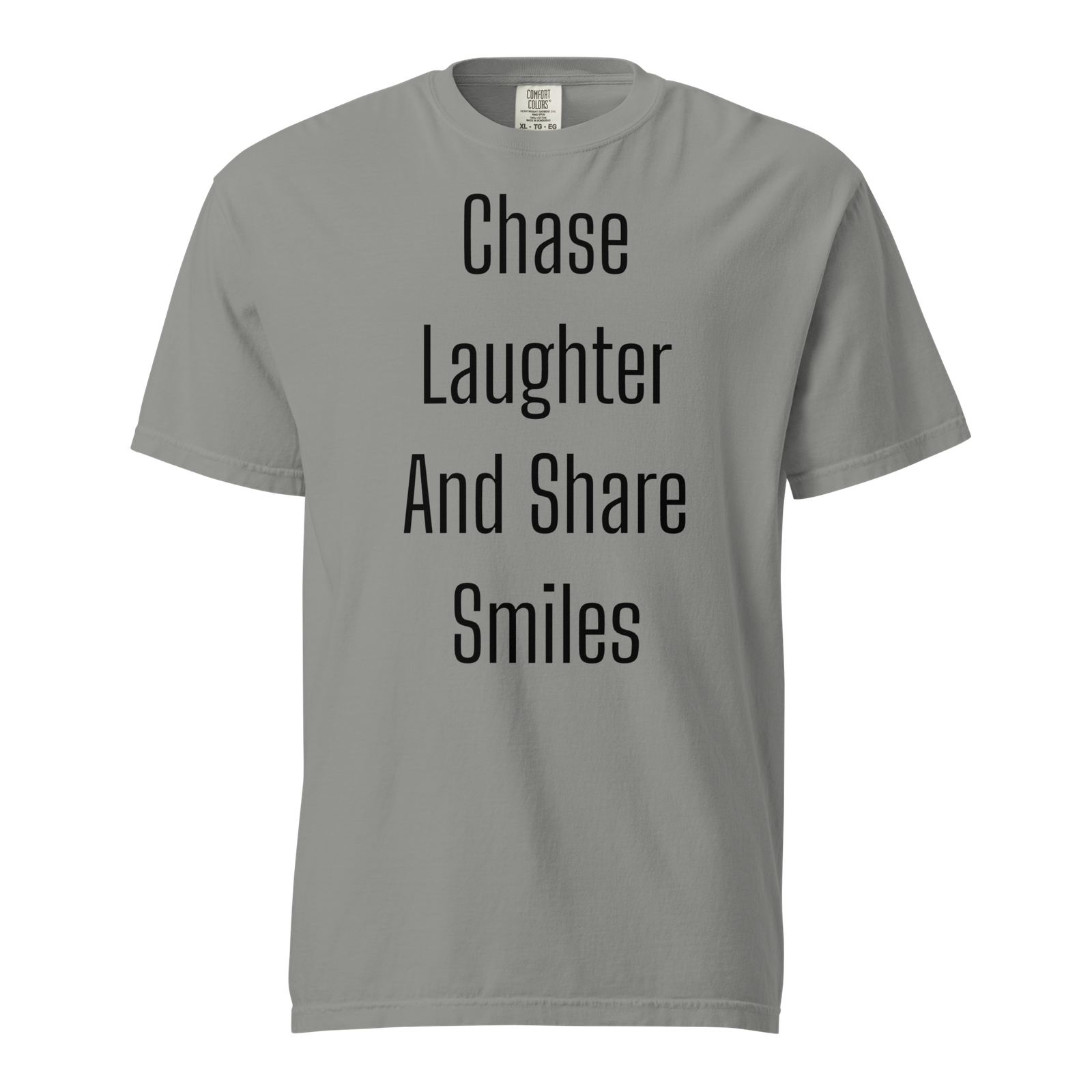 Joy Theme Quote T-Shirt — Grey Garment Dyed
