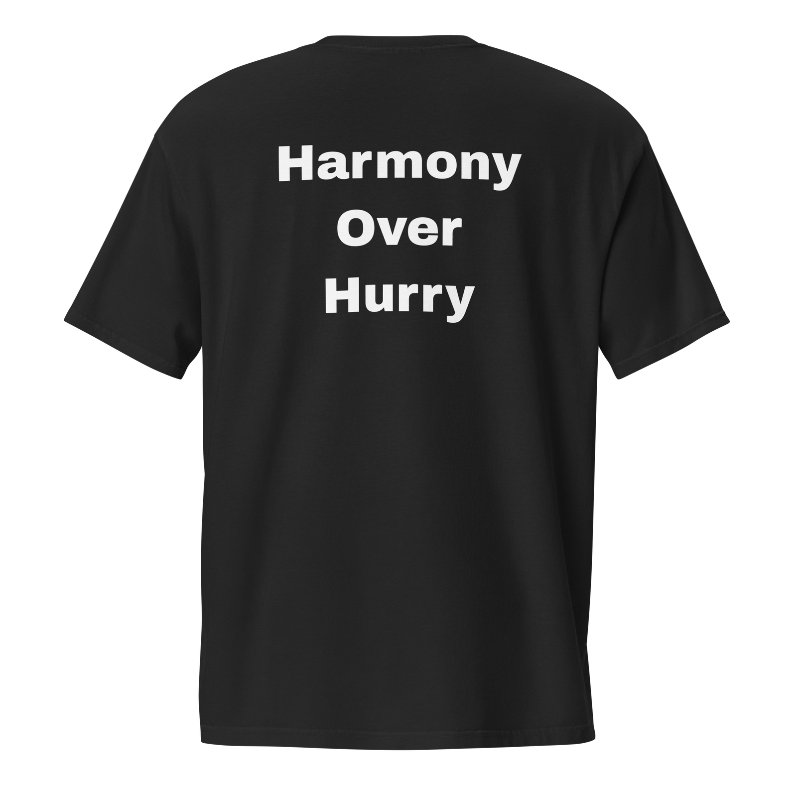 Harmony Over Hurry — unisex-garment-dyed-pocket-t-shirt-black-back-69ba6c1484410-3.png